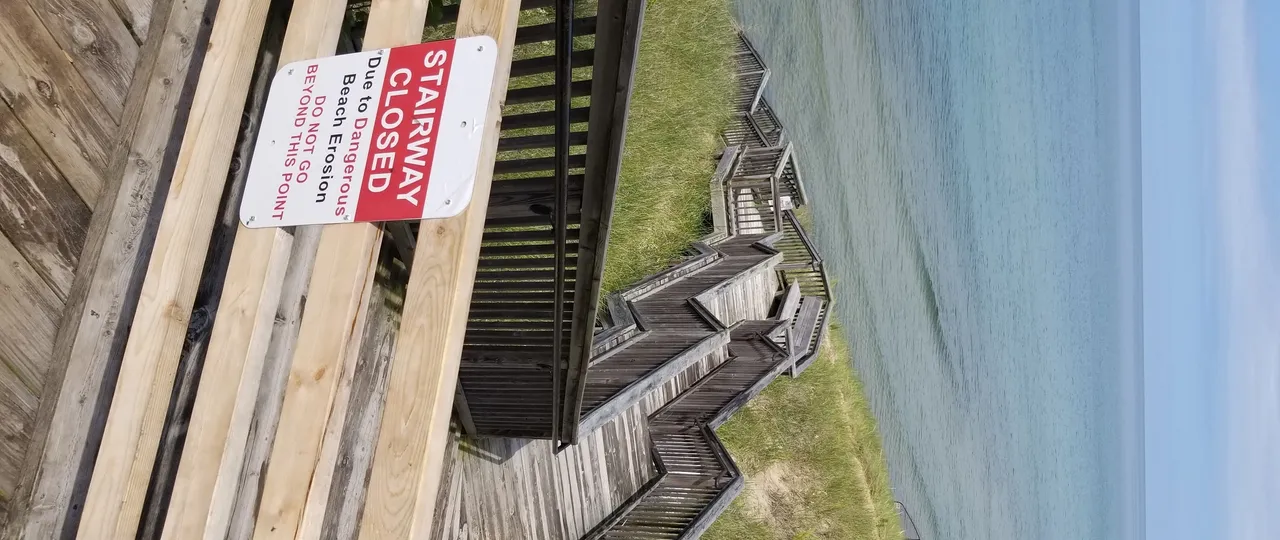 Beach stairway being closed