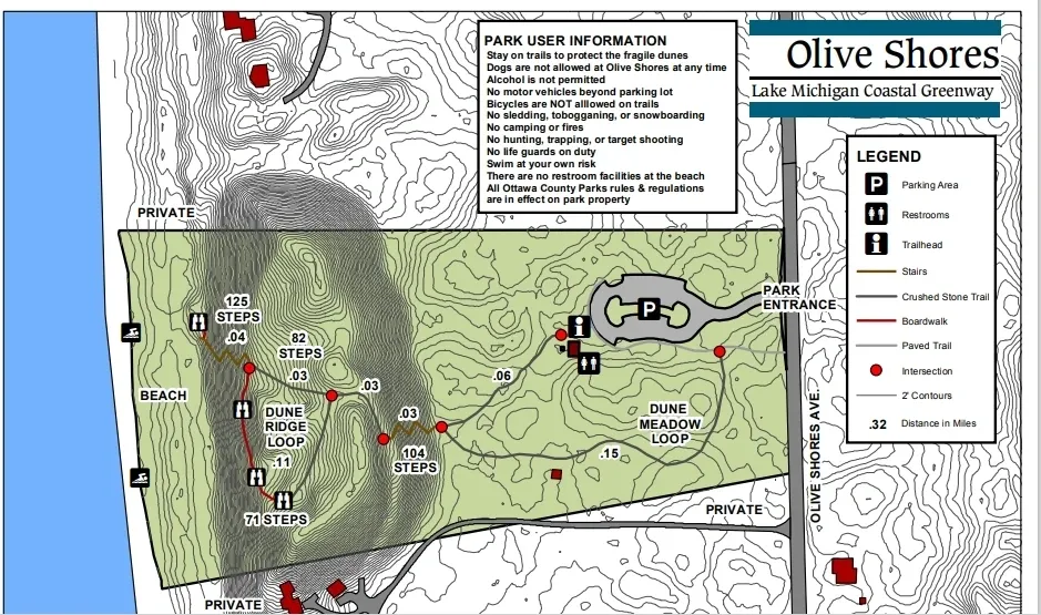 Lake Michigan Coastal Greenway Olive Shores map