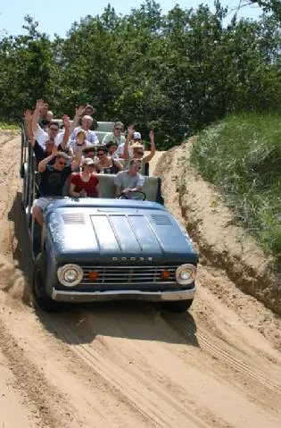 A group of friends enjoying a Saugatuck Dune Rides