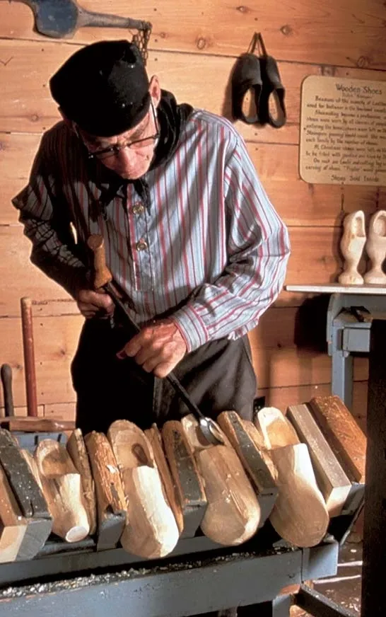 Wooden shoe carving