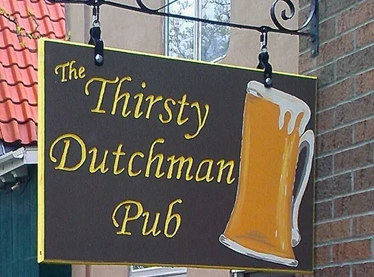 A sign for The Dirty Dutchman Pub