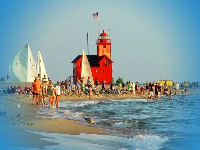 People at Lake Michigan Beaches